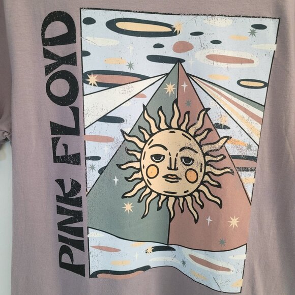 Pink Floyd Distressed NWOT Dusty Grey Mauve Sun Design Tee Shirt - Medium - Picture 2 of 8